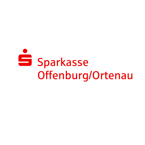 Das Logo der Sparkasse Offenburg / Ortenau wird links in der Farbe rot abgebildet. Ergänzt wird es durch dieb Schrift Sparkasse Offenburg / Ortenau in derselben Farbe rechts.